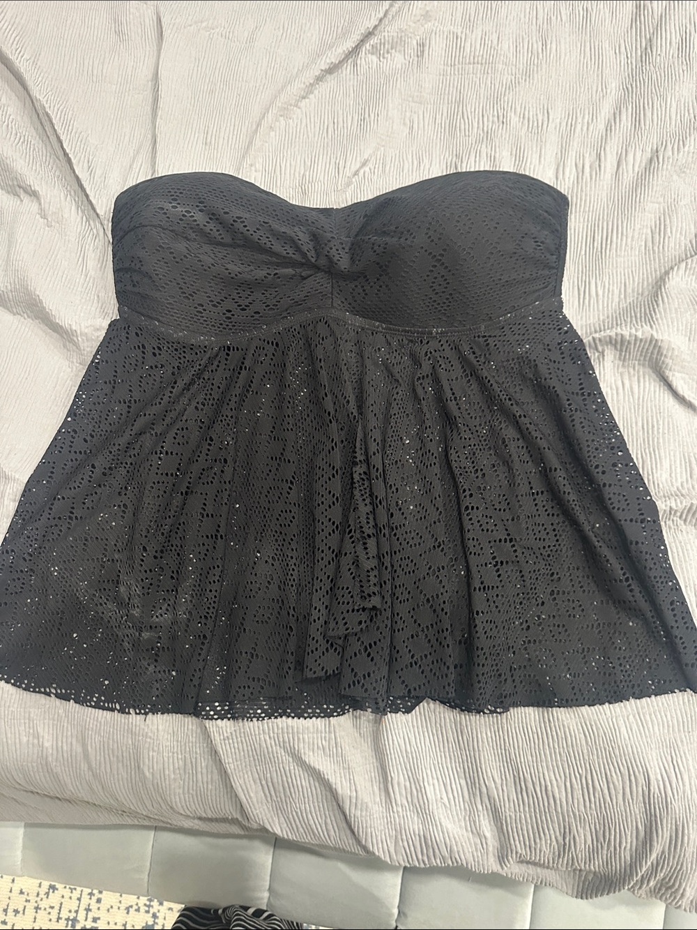 Merona Black Strapless Eyelet Swim Top